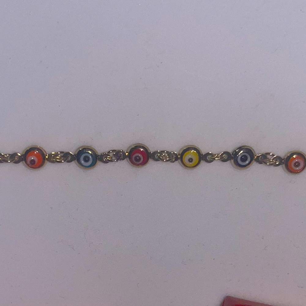 14K Gold 5 1/2 inch Multicolor Evil Eye Bracelet 🧿